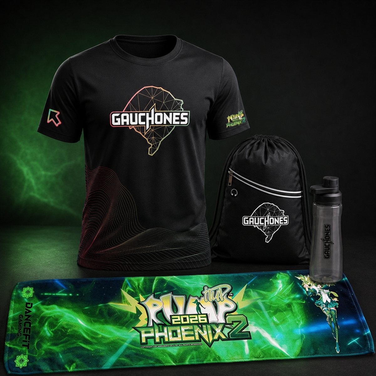 Kit completo: camiseta, sacola, squeeze e toalha